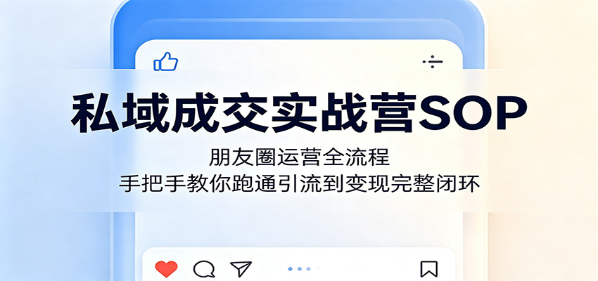 私域成交实战营SOP：朋友圈运营全流程，手把手教你跑通引流到变现完整闭环网络赚钱,项目资源网,副业资源网,兼职项目,网赚课程-副业赚钱-互联网创业-独家轻创IP大圣网创
