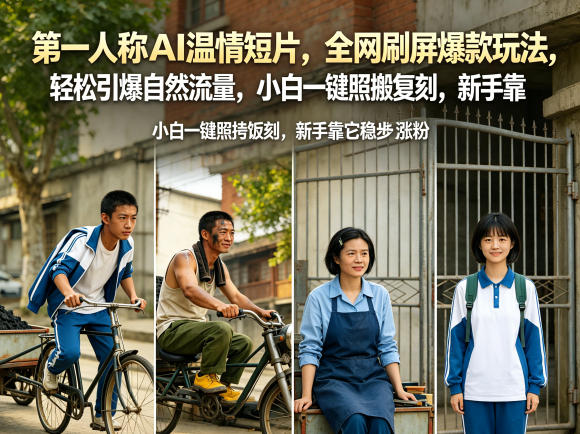 第一人称AI温情短片，全网刷屏爆款玩法，轻松引爆自然流量，小白一键照搬复刻，新手靠它稳步涨粉网络赚钱,项目资源网,副业资源网,兼职项目,网赚课程-副业赚钱-互联网创业-独家轻创IP大圣网创