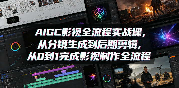 AIGC影视全流程实战课，从分镜生成到后期剪辑，从0到1完成影视制作全流程网络赚钱,项目资源网,副业资源网,兼职项目,网赚课程-副业赚钱-互联网创业-独家轻创IP大圣网创