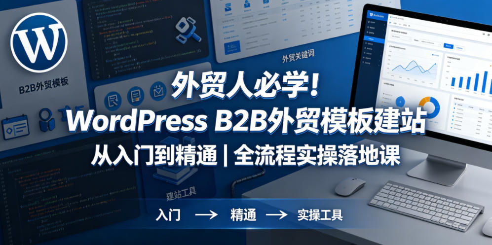 外贸人必学！WordPress B2B外贸模板建站从入门到精通｜全流程实操落地课网络赚钱,项目资源网,副业资源网,兼职项目,网赚课程-副业赚钱-互联网创业-独家轻创IP大圣网创