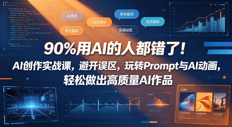 90%用AI的人都错了!AI创作实战课,避开误区,玩转Prompt与AI动画,轻松做出高质量AI作品网络赚钱,项目资源网,副业资源网,兼职项目,网赚课程-副业赚钱-互联网创业-独家轻创IP大圣网创