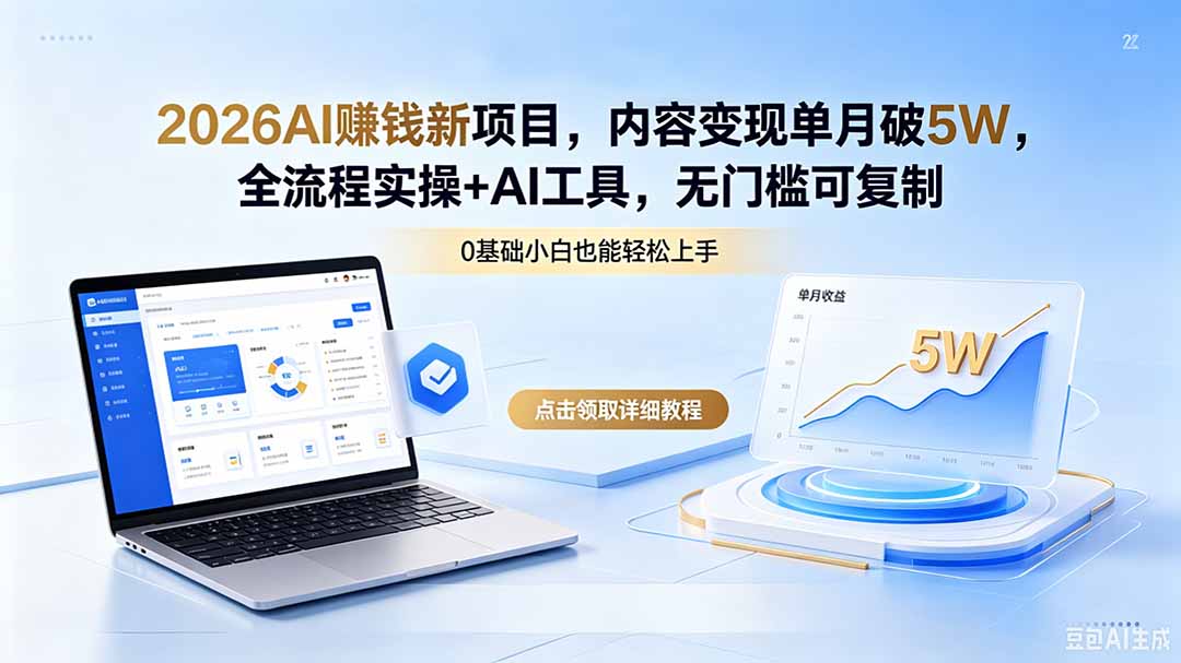 2026AI赚钱新项目，内容变现单月破5W，全流程实操+AI工具，无门槛可复制网络赚钱,项目资源网,副业资源网,兼职项目,网赚课程-副业赚钱-互联网创业-独家轻创IP大圣网创