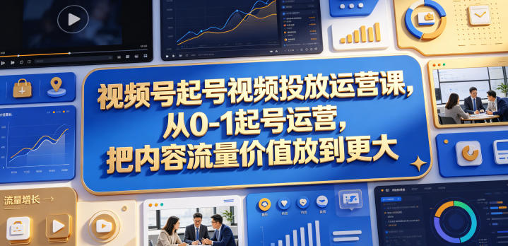 视频号起号视频投放运营课,从0-1起号运营,把内容流量价值放到更大网络赚钱,项目资源网,副业资源网,兼职项目,网赚课程-副业赚钱-互联网创业-独家轻创IP大圣网创