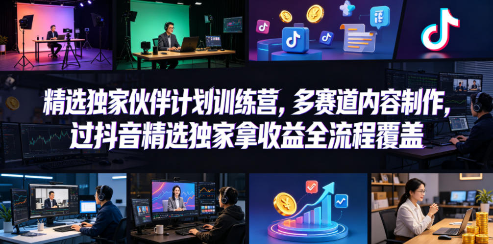 小豁食堂精选独家伙伴计划训练营，多赛道内容制作，过抖音精选独家拿收益全流程覆盖网络赚钱,项目资源网,副业资源网,兼职项目,网赚课程-副业赚钱-互联网创业-独家轻创IP大圣网创