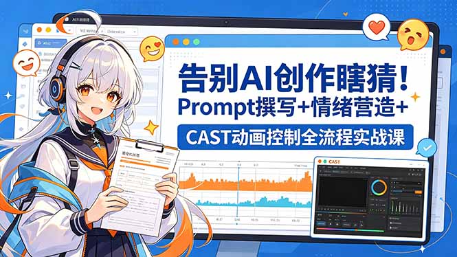 告别AI创作瞎猜！Prompt撰写+情绪营造+CAST动画控制全流程实战课网络赚钱,项目资源网,副业资源网,兼职项目,网赚课程-副业赚钱-互联网创业-独家轻创IP大圣网创