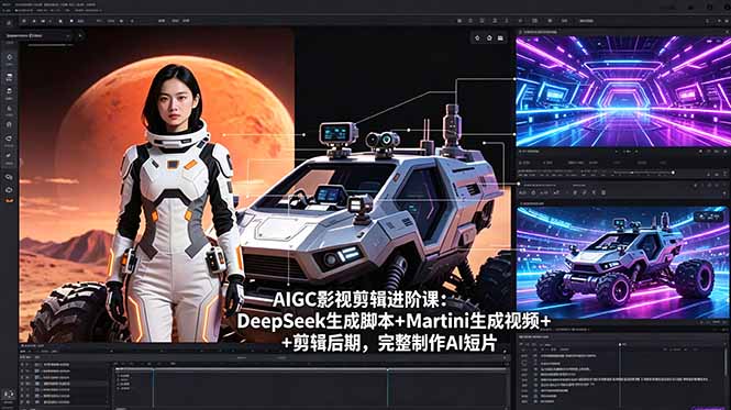 AIGC影视剪辑进阶课：DeepSeek生成脚本+Martini生成视频+剪辑后期，完整制作AI短片网络赚钱,项目资源网,副业资源网,兼职项目,网赚课程-副业赚钱-互联网创业-独家轻创IP大圣网创