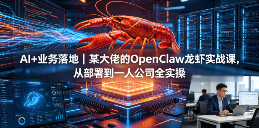 AI+业务落地｜某大佬的OpenClaw小龙虾实战课，从部署到一人公司全实操网络赚钱,项目资源网,副业资源网,兼职项目,网赚课程-副业赚钱-互联网创业-独家轻创IP大圣网创