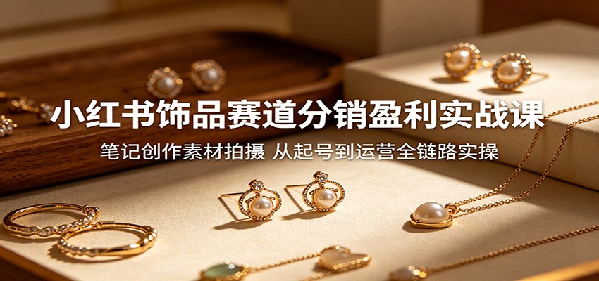 小红书饰品赛道分销盈利实战课：笔记创作素材拍摄，从起号到运营全链路实操网络赚钱,项目资源网,副业资源网,兼职项目,网赚课程-副业赚钱-互联网创业-独家轻创IP大圣网创