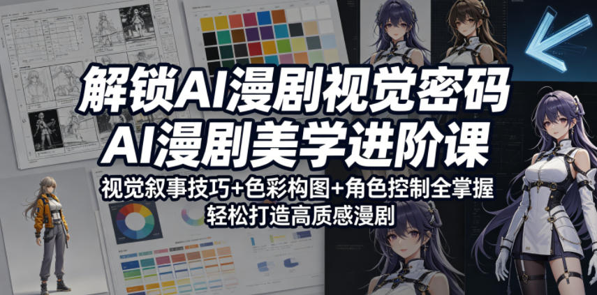 解锁AI漫剧视觉密码，AI漫剧美学进阶课，视觉叙事技巧+色彩构图+角色控制全掌握，轻松打造高质感漫剧网络赚钱,项目资源网,副业资源网,兼职项目,网赚课程-副业赚钱-互联网创业-独家轻创IP大圣网创