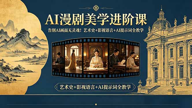 告别AI画面无灵魂！AI漫剧美学进阶课，艺术史+影视语言+AI提示词全教学网络赚钱,项目资源网,副业资源网,兼职项目,网赚课程-副业赚钱-互联网创业-独家轻创IP大圣网创