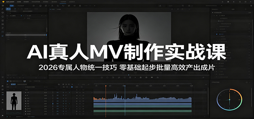 AI真人MV制作实战课：2026专属人物统一技巧，零基础起步批量高效产出成片网络赚钱,项目资源网,副业资源网,兼职项目,网赚课程-副业赚钱-互联网创业-独家轻创IP大圣网创