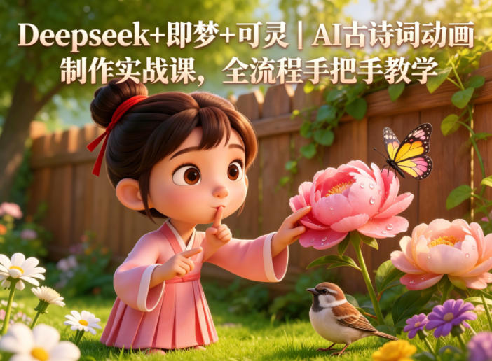 Deepseek+即梦+可灵|AI古诗词动画制作实战课,全流程手把手教学网络赚钱,项目资源网,副业资源网,兼职项目,网赚课程-副业赚钱-互联网创业-独家轻创IP大圣网创