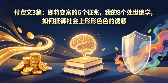 付费文3篇：即将变富的6个征兆，我的8个处世绝学，如何抵御社会上形形色色的诱惑网络赚钱,项目资源网,副业资源网,兼职项目,网赚课程-副业赚钱-互联网创业-独家轻创IP大圣网创