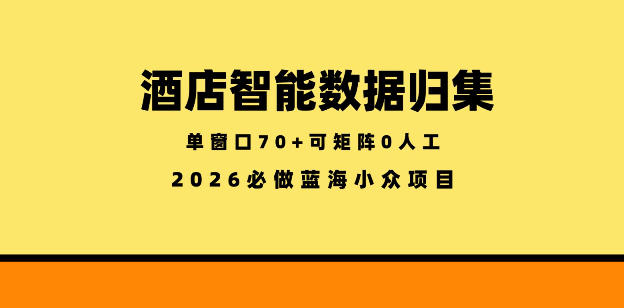 酒店智能数据归集，小众蓝海已经稳定半年之久，单窗口70+零成本矩阵开干【揭秘】网络赚钱,项目资源网,副业资源网,兼职项目,网赚课程-副业赚钱-互联网创业-独家轻创IP大圣网创