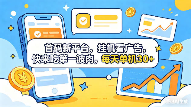 首码新平台，挂G自动看广告，快来吃第一波肉，每天单机30+，可矩阵放大【揭秘】网络赚钱,项目资源网,副业资源网,兼职项目,网赚课程-副业赚钱-互联网创业-独家轻创IP大圣网创