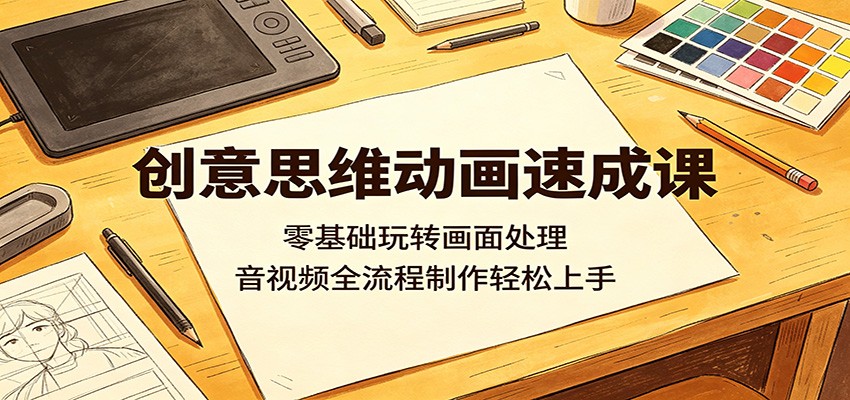 创意思维动画速成课：零基础玩转画面处理，音视频全流程制作轻松上手网络赚钱,项目资源网,副业资源网,兼职项目,网赚课程-副业赚钱-互联网创业-独家轻创IP大圣网创