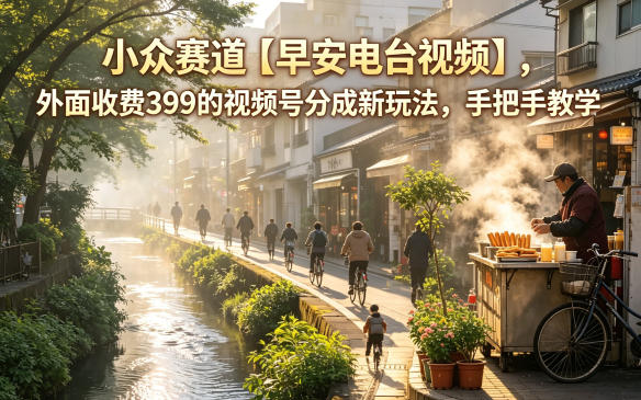 小众赛道【早安电台视频】，外面收费399的视频号分成新玩法，手把手教学网络赚钱,项目资源网,副业资源网,兼职项目,网赚课程-副业赚钱-互联网创业-独家轻创IP大圣网创