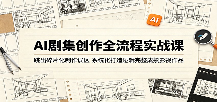 AI剧集创作全流程实战课：跳出碎片化制作误区，系统化打造逻辑完整成熟影视作品网络赚钱,项目资源网,副业资源网,兼职项目,网赚课程-副业赚钱-互联网创业-独家轻创IP大圣网创