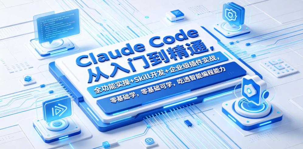 Claude Code从入门到精通，全功能实操+Skill开发+企业级插件实战，零基础可学，吃透智能编程全能力网络赚钱,项目资源网,副业资源网,兼职项目,网赚课程-副业赚钱-互联网创业-独家轻创IP大圣网创