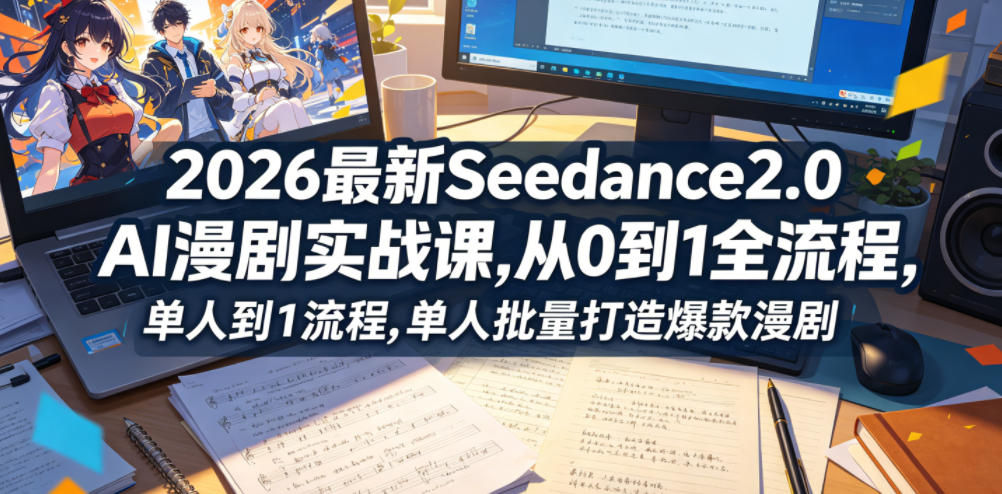 2026最新Seedance2.0 AI漫剧实战课,,从0到1全流程,单人批量打造爆款漫剧网络赚钱,项目资源网,副业资源网,兼职项目,网赚课程-副业赚钱-互联网创业-独家轻创IP大圣网创