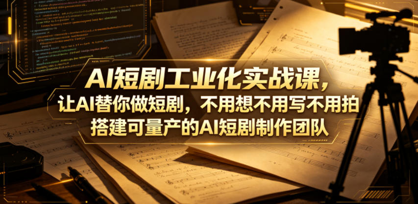 AI短剧工业化实战课,让AI替你做短剧,不用想不用写不用拍,搭建可量产的AI短剧制作团队网络赚钱,项目资源网,副业资源网,兼职项目,网赚课程-副业赚钱-互联网创业-独家轻创IP大圣网创