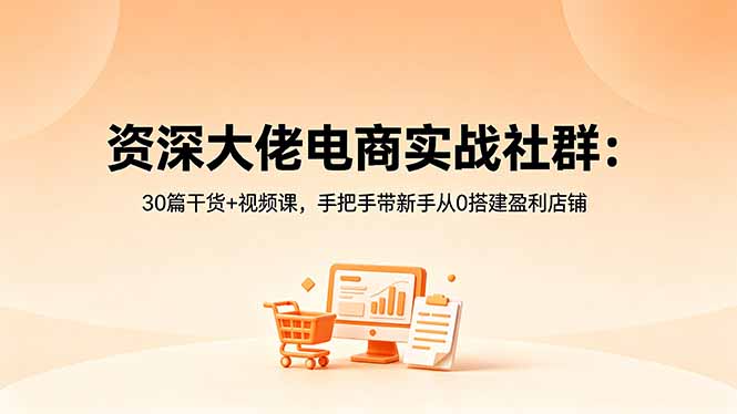 资深大佬电商实战社群:30篇干货+视频课,手把手带新手从0搭建盈利店铺网络赚钱,项目资源网,副业资源网,兼职项目,网赚课程-副业赚钱-互联网创业-独家轻创IP大圣网创