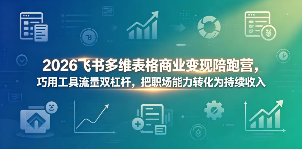 2026飞书多维表格商业变现陪跑营,巧用工具流量双杠杆,把职场能力转化为持续收入网络赚钱,项目资源网,副业资源网,兼职项目,网赚课程-副业赚钱-互联网创业-独家轻创IP大圣网创