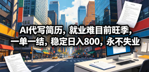 AI代写简历，就业难目前旺季，一单一结，稳定日入800，永不失业网络赚钱,项目资源网,副业资源网,兼职项目,网赚课程-副业赚钱-互联网创业-独家轻创IP大圣网创