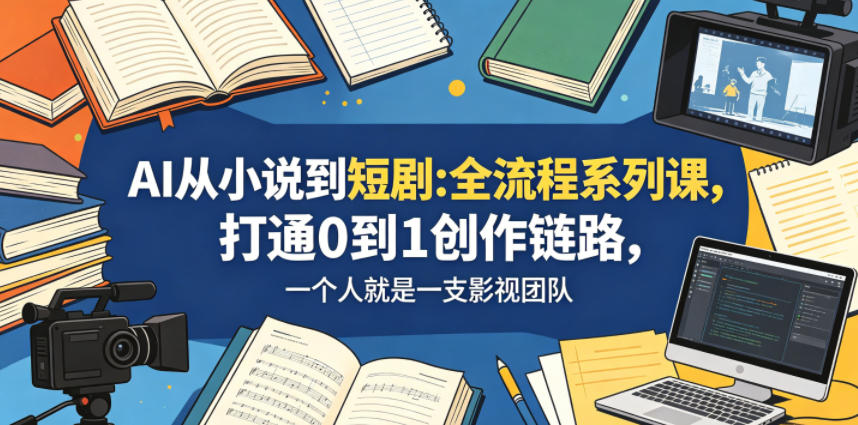 AI从小说到短剧全流程系列课,打通0到1创作链路,一个人就是一支影视团队网络赚钱,项目资源网,副业资源网,兼职项目,网赚课程-副业赚钱-互联网创业-独家轻创IP大圣网创