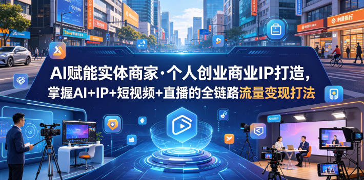 AI赋能实体商家·个人创业商业IP打造，掌握AI+IP+短视频+直播的全链路流量变现打法网络赚钱,项目资源网,副业资源网,兼职项目,网赚课程-副业赚钱-互联网创业-独家轻创IP大圣网创