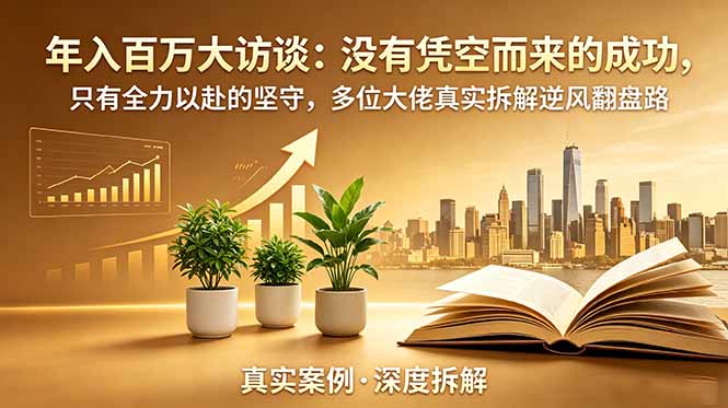年入百万大访谈-更新：没有凭空而来的成功，只有全力以赴的坚守，多位大佬真实拆解逆风翻盘路网络赚钱,项目资源网,副业资源网,兼职项目,网赚课程-副业赚钱-互联网创业-独家轻创IP大圣网创