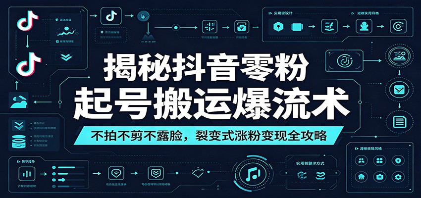 揭秘抖音零粉起号搬运爆流术：不拍不剪不露脸，裂变式涨粉变现全攻略网络赚钱,项目资源网,副业资源网,兼职项目,网赚课程-副业赚钱-互联网创业-独家轻创IP大圣网创