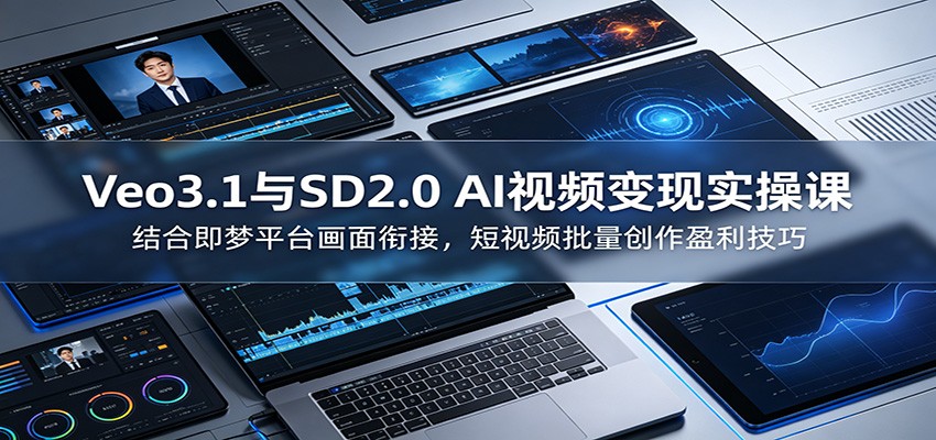 Veo3.1与SD2.0 AI视频变现实操课课：结合即梦平台画面衔接，短视频批量创作盈利技巧网络赚钱,项目资源网,副业资源网,兼职项目,网赚课程-副业赚钱-互联网创业-独家轻创IP大圣网创