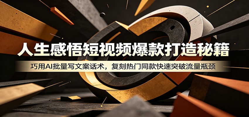 人生感悟短视频爆款打造秘籍：巧用A 批量写文案话术，复刻热门同款快速突破流量瓶颈网络赚钱,项目资源网,副业资源网,兼职项目,网赚课程-副业赚钱-互联网创业-独家轻创IP大圣网创