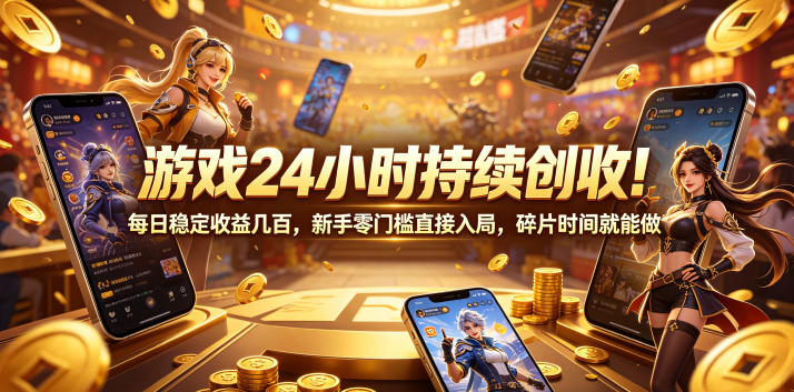 游戏24小时持续创收！每日稳定收益几百，新手零门槛直接入局，碎片时间就能做【揭秘】网络赚钱,项目资源网,副业资源网,兼职项目,网赚课程-副业赚钱-互联网创业-独家轻创IP大圣网创