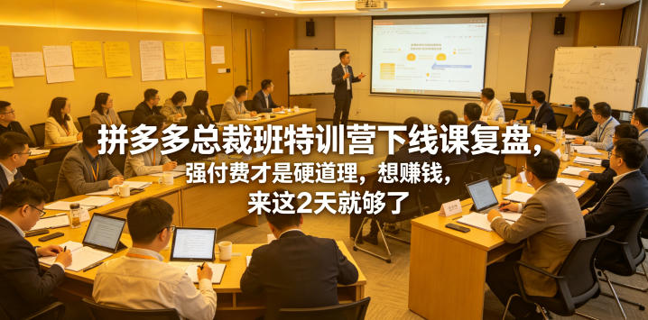拼多多总裁班特训营下线课复盘，强付费才是硬道理，想賺钱，来这2天就够了网络赚钱,项目资源网,副业资源网,兼职项目,网赚课程-副业赚钱-互联网创业-独家轻创IP大圣网创