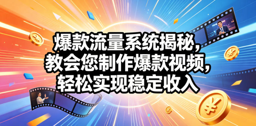 爆款流量系统揭秘，教会您制作爆款视频，轻松实现稳定收入【原创双语字幕】网络赚钱,项目资源网,副业资源网,兼职项目,网赚课程-副业赚钱-互联网创业-独家轻创IP大圣网创