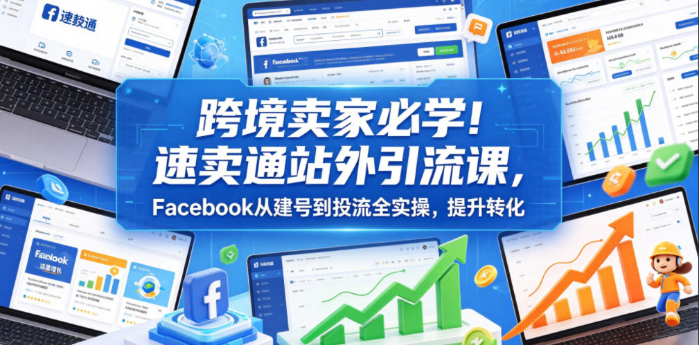 跨境卖家必学！速卖通站外引流课，Facebook从建号到投流全实操，提升转化网络赚钱,项目资源网,副业资源网,兼职项目,网赚课程-副业赚钱-互联网创业-独家轻创IP大圣网创