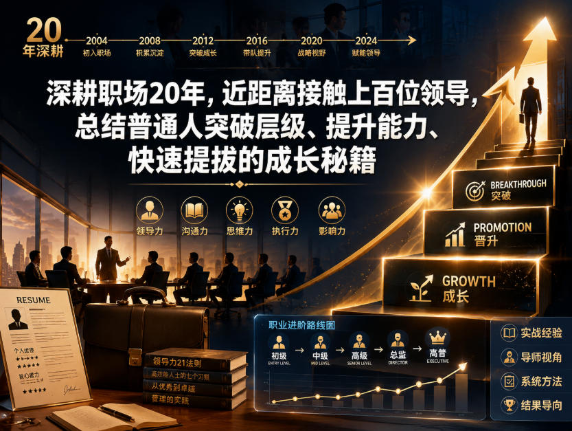 付费文章：深耕职场20年，近距离接触上百位领导，总结普通人突破层级、提升能力、快速提拔的成长秘籍(全网独家干货)网络赚钱,项目资源网,副业资源网,兼职项目,网赚课程-副业赚钱-互联网创业-独家轻创IP大圣网创