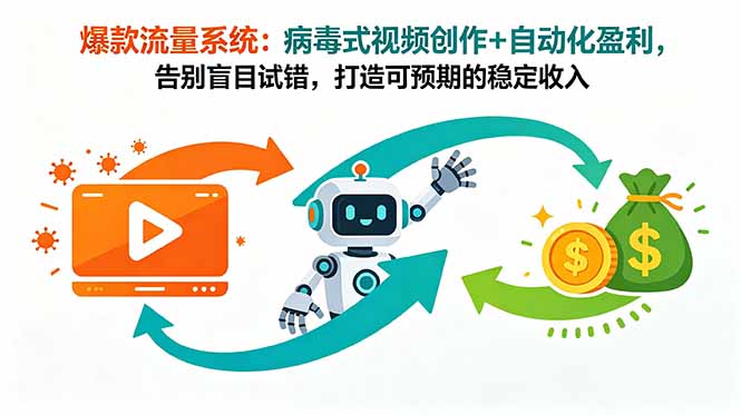 爆款流量系统：病毒式视频创作+自动化盈利，告别盲目试错，打造可预期的稳定收入网络赚钱,项目资源网,副业资源网,兼职项目,网赚课程-副业赚钱-互联网创业-独家轻创IP大圣网创