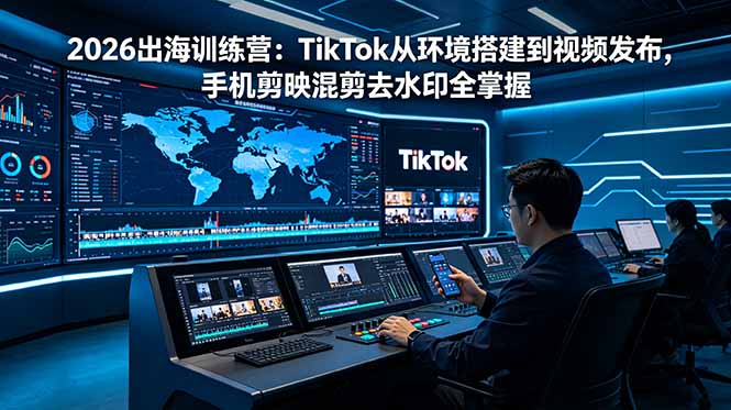 2026出海训练营:TikTok从环境搭建到视频发布,手机剪映混剪去水印全掌握网络赚钱,项目资源网,副业资源网,兼职项目,网赚课程-副业赚钱-互联网创业-独家轻创IP大圣网创