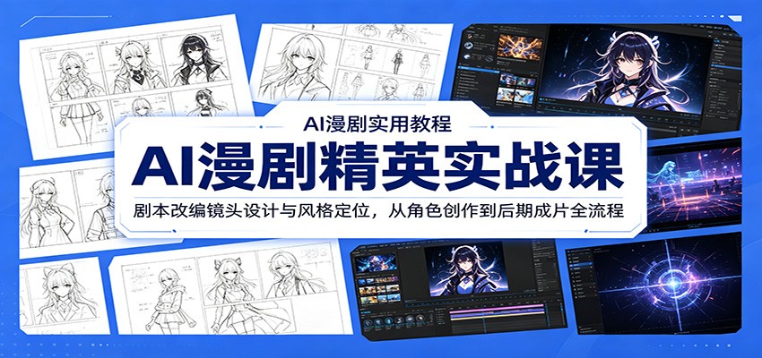 AI漫剧精英实战课:剧本改编镜头设计与风格定位,从角色创作到后期成片全流程网络赚钱,项目资源网,副业资源网,兼职项目,网赚课程-副业赚钱-互联网创业-独家轻创IP大圣网创