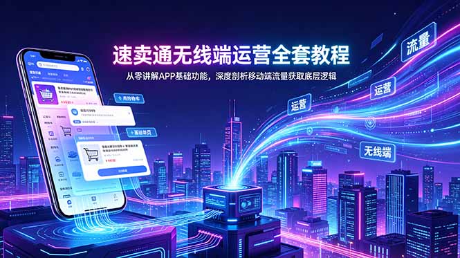 速卖通无线端运营全套教程,从零讲解APP基础功能,深度剖析移动端流量获取底层逻辑网络赚钱,项目资源网,副业资源网,兼职项目,网赚课程-副业赚钱-互联网创业-独家轻创IP大圣网创