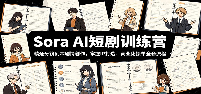 Sora AI短剧训练营:精通分镜剧本剧情创作,掌握IP打造、商业化接单全套流程网络赚钱,项目资源网,副业资源网,兼职项目,网赚课程-副业赚钱-互联网创业-独家轻创IP大圣网创