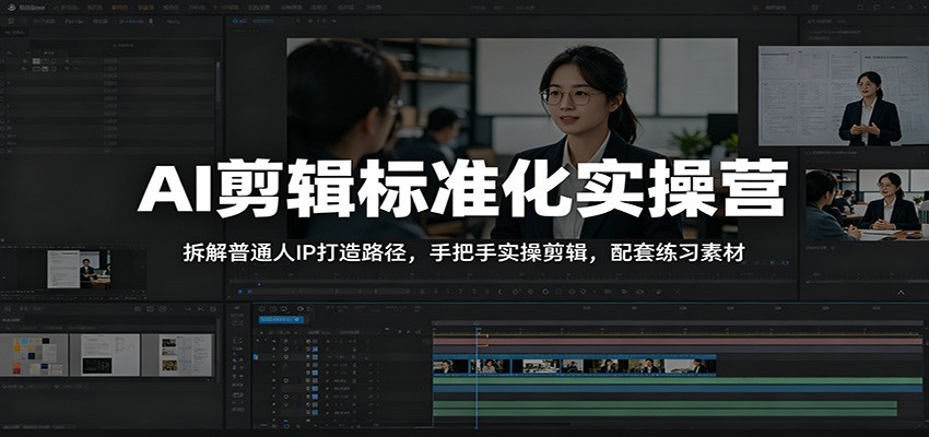 AI剪辑标准化实操营：拆解普通人IP打造路径，手把手实操剪辑，配套练习素材网络赚钱,项目资源网,副业资源网,兼职项目,网赚课程-副业赚钱-互联网创业-独家轻创IP大圣网创