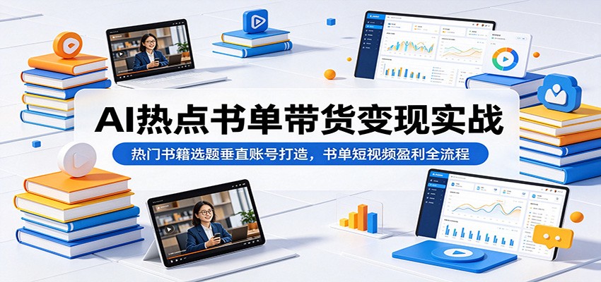 AI热点书单带货变现实战:热门书籍选题垂直账号打造,书单短视频盈利全流程网络赚钱,项目资源网,副业资源网,兼职项目,网赚课程-副业赚钱-互联网创业-独家轻创IP大圣网创