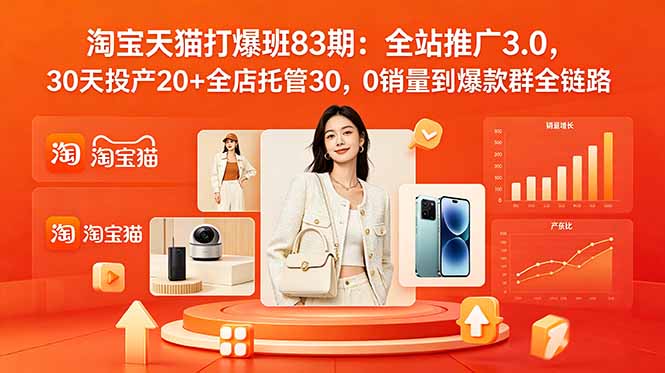 2026淘宝天猫打爆班83期:全站推广3.0,30天投产20+全店托管30,0销量到爆款群全链路网络赚钱,项目资源网,副业资源网,兼职项目,网赚课程-副业赚钱-互联网创业-独家轻创IP大圣网创