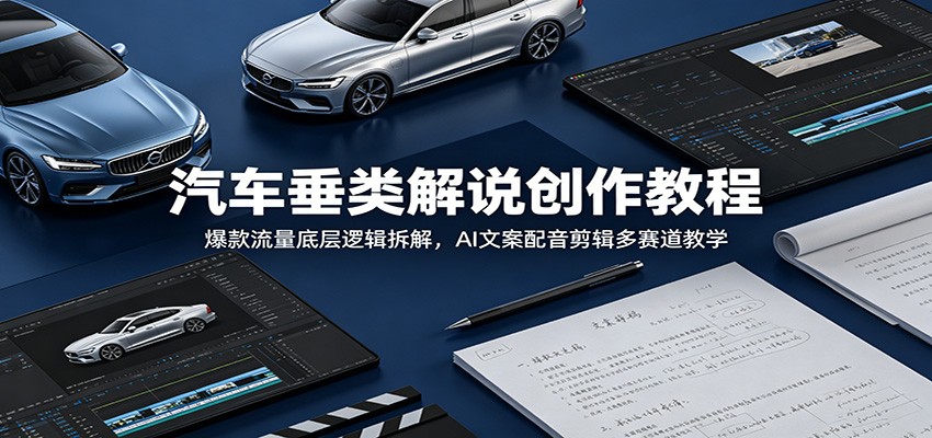 汽车垂类解说创作教程：爆款流量底层逻辑拆解，AI文案配音剪辑多赛道教学网络赚钱,项目资源网,副业资源网,兼职项目,网赚课程-副业赚钱-互联网创业-独家轻创IP大圣网创