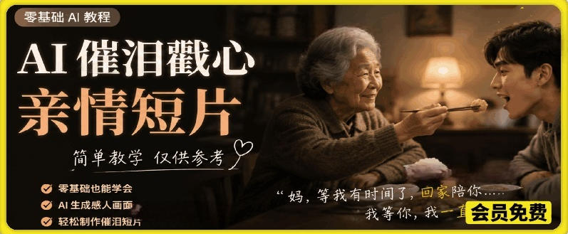 AI催泪戳心亲情短片,零基础AI教程,简单教学仅供参考网络赚钱,项目资源网,副业资源网,兼职项目,网赚课程-副业赚钱-互联网创业-独家轻创IP大圣网创