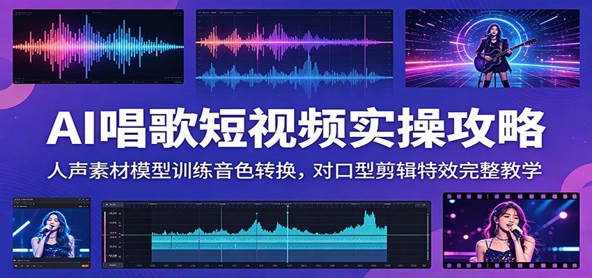 AI唱歌短视频实操攻略：人声素材模型训练音色转换，对口型剪辑特效完整教学网络赚钱,项目资源网,副业资源网,兼职项目,网赚课程-副业赚钱-互联网创业-独家轻创IP大圣网创